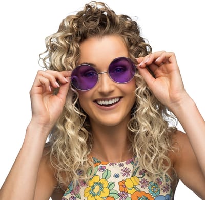 Boland - Partybril Hippie XL paars Paars - Volwassenen - 60's & 70's - Hippies & Flower Power - Festival - Carnaval - Themafeest