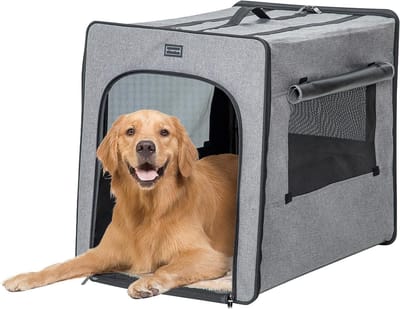 Hondenreisbox - Hondentransportbox - Veilig Reizen - Met Pluche Mat - L 79x535x66 cm - Lichtgrijs