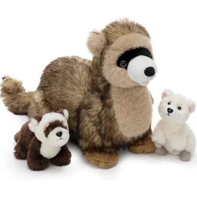 3 Stuks Frettenkussen Speelgoed Set Moeder en 2 Baby Fretten 18 Zachte Knuffeldieren Bruin voor Kerstmis Verjaardagscadeau United States beige