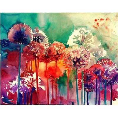 5D Diy Diamond Painting Eigen Foto Diamantborduurwerk Aquarel Paardebloemen 20X30CM blue