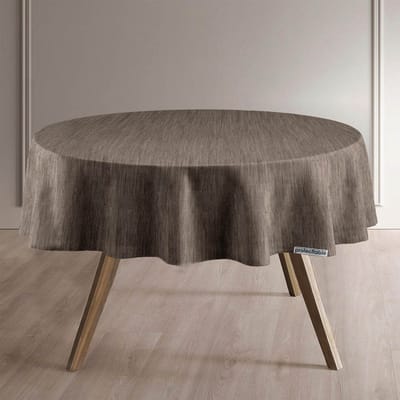Protecttable - Rond Tafelzeil Linnenlook Caramel Brown Ø138cm - Tafelkleed Afwasbaar - Kunststof