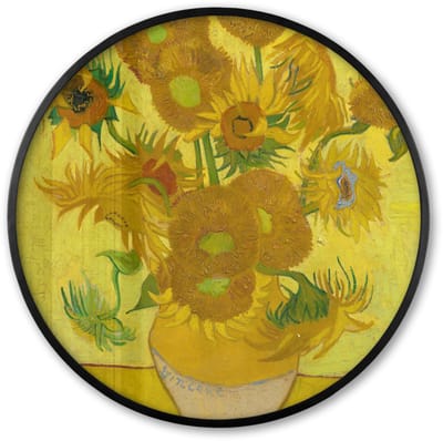 Poster in lijst Rond - Fotolijst 60x60 cm - Posters - Zonnebloemen - Vincent van Gogh - Ronde posterlijst zwart - Decoratie - Wanddecoratie woonkamer - Muurdecoratie slaapkamer