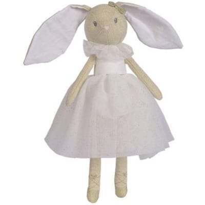 Nicotoy Konijn ballerina wit jurkje 33cm - Knuffelpop