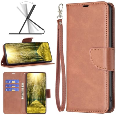 MobyDefend Hoesje - Geschikt voor Xiaomi 15T Pro - Wallet Book Case Met Koord - Bruin