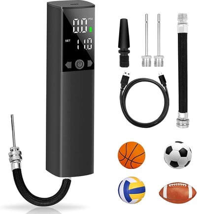 Fietspomp - Fietspomp elektrisch - Elektrische luchtpomp - Elektrische ballenpomp - Sportluchtpomp met 2 naalden en 1 mondstuk - Snelle ballenpomp - voor basketbal, voetbal, volleybal, rugby
