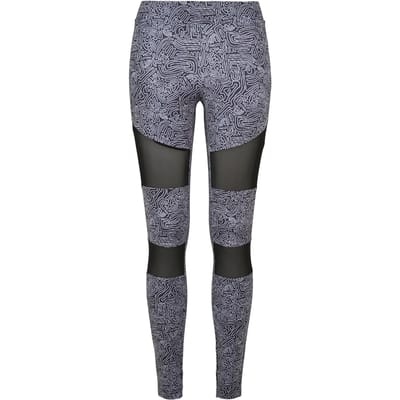 Urban Classics - Tech Mesh AOP blackzen Sportlegging - XS - Zwart
