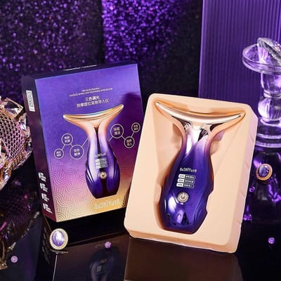 Halsgezicht Schoonheidsapparaat 3 kleuren Led Foton Gezichtshefmachine EMS Gezicht Massager Verminder dubbele kin Anti-rimpel Huidverzorging CN roze