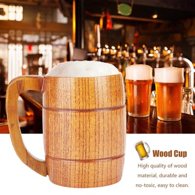 Tasse à eau classique en bois massif naturel, tasse à thé, collection cadeau, chope à bière white