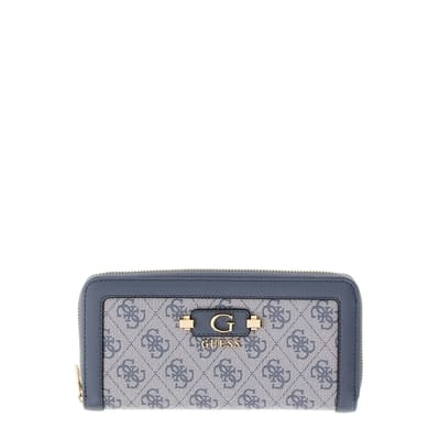 GUESS portemonnee Lindsey SLG Zip Around Wallet Slate Logo blauwgrijs