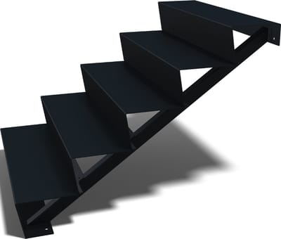 Gepoedercoat staal - tuintrap - 5-trede - 120 x 100 x 85 cm - RAL9005 mat (zwart) - MySteel