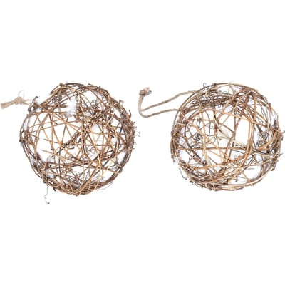 2 Pièces Jouets à Mordre Perroquets Boule en Rotin Suspendue Jouet à Mâcher en Coton Accessoires pour Oiseaux 15cm 15cm/5.9in beige