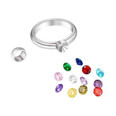 Aramat Jewels | Ringen | Stalen Ring met Verwisselbare Zirkonia – RVS | 17 | |5mm | Staal | Volwassenen | Verkleurd niet