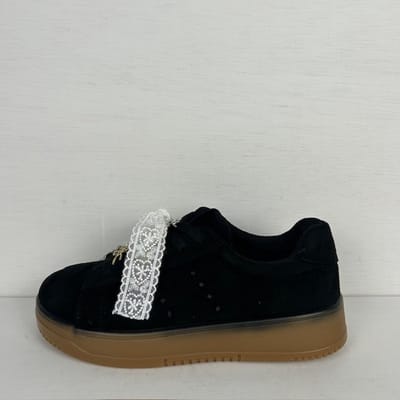 Retro sneakers met sierlijke veters zwart Zwart / 38