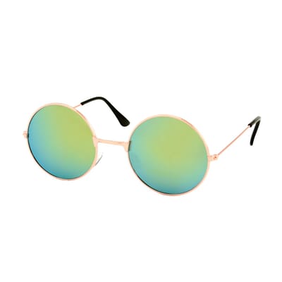 Loud and Clear® - Zonnebril - Ronde Zonnebril - Ronde Bril - Heren - Dames - Goud - Geel - Groen - Spiegel - Hippie