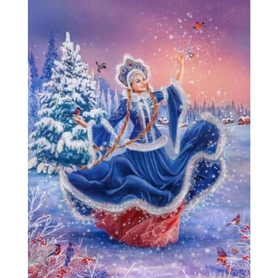 Diamond Painting Vrouw die danst in de sneeuw Diamond Painting 20X30CM white