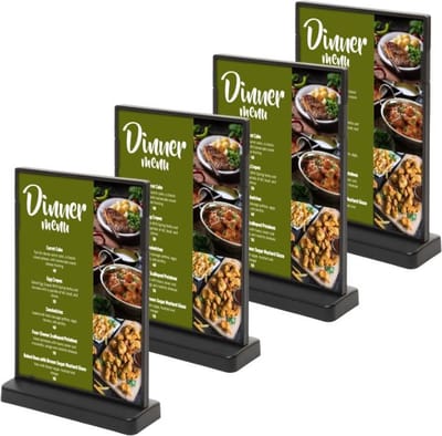 4 pack T Menukaarthouder A5 formaat staand Menuhouder acryl T standaard acryl kaarthouder | menustandaard A5 Folderstandaard Folderhouder