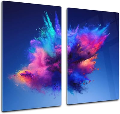 Keukenbord van gehard glas - Glazen snijplank - Keukenwerkblad - Krasbestendig oppervlak - 60 x 52 cm - Colour explosion 2