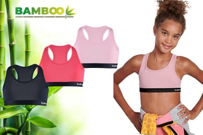 Bamboo - BH Meisjes - Topjes Meisjes Ondergoed - Crop Top Meisjes - 3 Stuks - Roze Navy - 110-116 - Ondergoed Meisjes - Ondergoed Kinderen