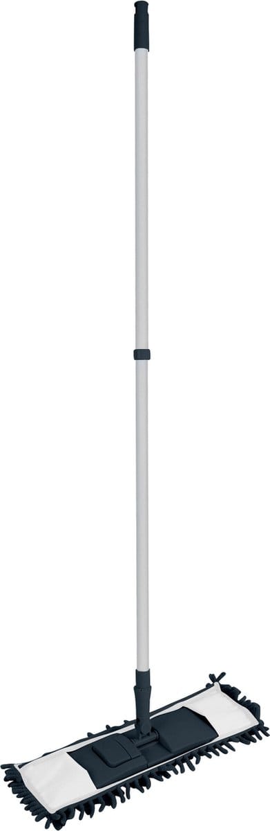 Urban Living Vloerwisser - met steel - zwart - verstelbaar - dweil - mop - microvezel dweil