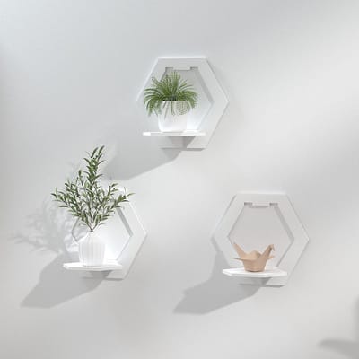 wandmontage, stabiele plank voor presentatie, voor woonkamer, badkamer, keuken, vintage 29 x 29 x 18 cm , set of 3