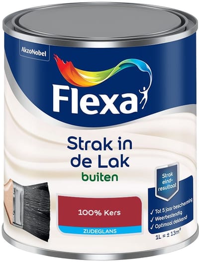 Flexa - Strak In De Lak Buitenlak Zijdeglans - 100% Kers - Mengverf - 1 L