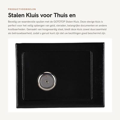 Dailygoods - Stalen Kluis voor Thuis en Kantoor - Mechanisch Slot met Sleutels - 23x17x17 cm - Beveiliging - Kluis voor waardevolle spullen - Geschikt...