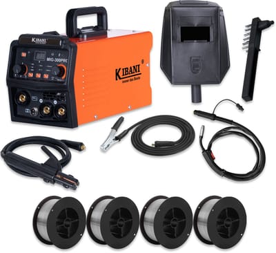 Kibani Lasapparaat MIG-300PRO - Incl. 4 Rollen Lasdraad - IGBT-Inverter-Technologie - Semi-Automatische Omvormer - Lasapparaat Elektrisch - MIG - MMA - TIG