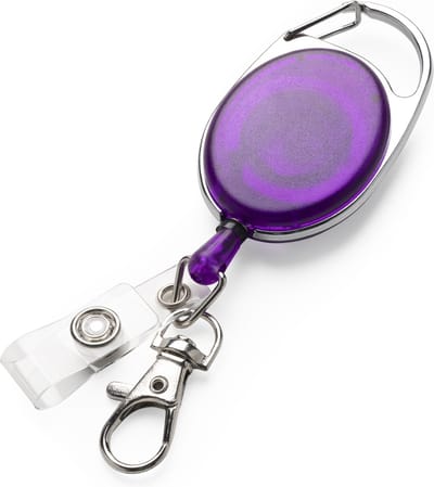 kwmobile hanger met uittrekbaar koord - Voor sleutels, ID-kaart, pasje of badge - 71,5 cm koord - Paars