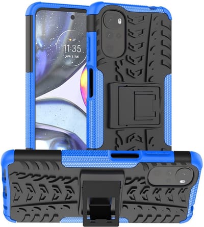 Coverup Hoesje - Geschikt voor Motorola Moto G22 Hoesje - Coverup Rugged Kickstand Back Cover - Blauw