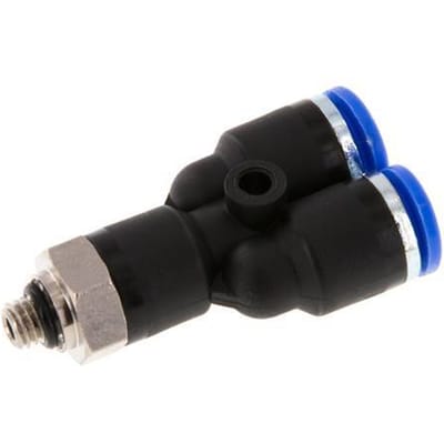 6mm x M 5 Y-koppeling Messing/PA 66 Insteekfitting Buitendraad Draaibaar NBR [2 Stuks]