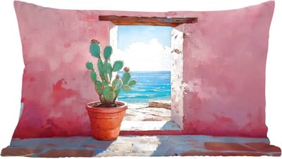 Sierkussens - Kussentjes Woonkamer - 60x40 cm - Zee - Roze - Cactus