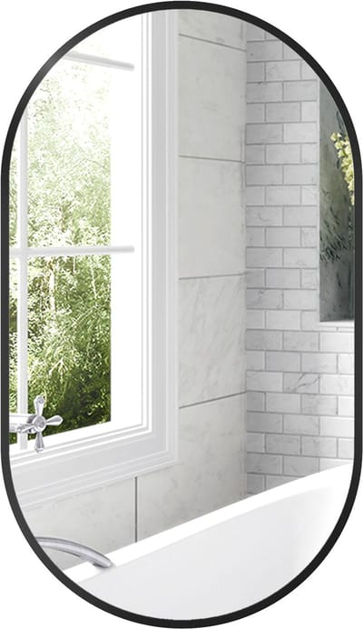 HOMCOM Badkamerspiegel - Aluminiumlegering - 40x70x3cm - Zwart