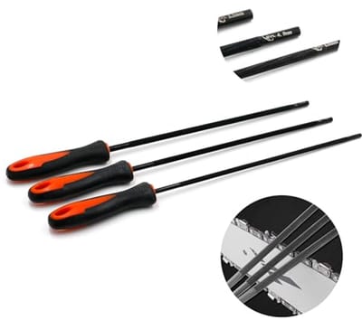 Chainsaw files set 3 pcs - verschillende maten 4mm, 4.8mm, 5.5mm - hoogwaardige staal met handvat - ShopVlot