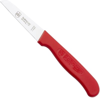 RÖR Solingen Aardappelschilmes – RVS – Recht – Lemmet 65 mm – Heft Kunststof Rood – Anti Slip