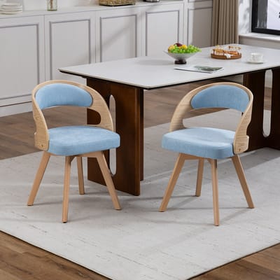 MIVRAY Eetkamerstoel 44 x 41 x 72 cm - 360 Graden Draaibaar En Ergonomisch - Voor Keuken En Woonkamer - Linnen Blauw