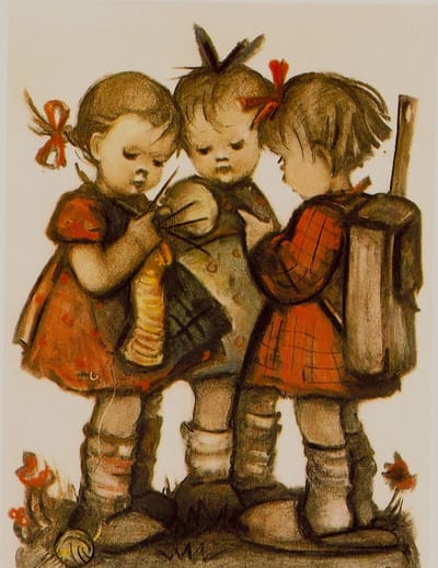 TOPMO - Hummels schoolmeisjes - 40X50CM- Diamond painting pakket - HQ Diamond Painting - VOLLEDIG dekkend - Diamant Schilderen - voor Volwassenen – ROND