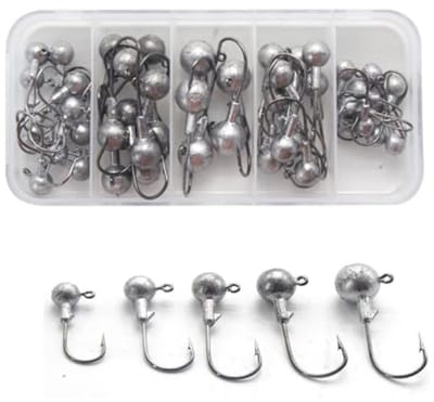 Schuine Vishaken Set met 45 Stuks voor Zeevissen en Jigs – Scherpe Rubber Vishaken