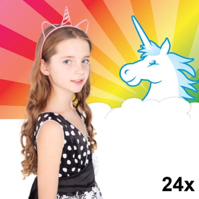 Decopatent 24 STUKS Unicorn / Eenhoorn Tiara Diadeem - Traktatie Uitdeelcadeautjes voor kinderen - Traktaties - Uitdeelcadeaus - Unicorn Haarband