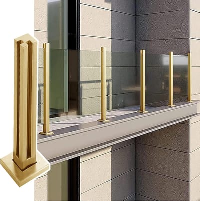 Glazen Balkonpaal - Terras Balustrade - Veilig Afscheiden - Roestvrij Staal - 41 3/8" Hoogte - Goud