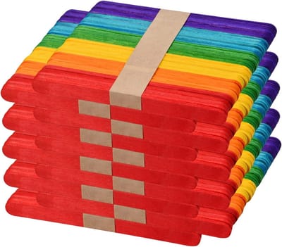 Kleurige houten stokjes voor knutselen, ijsstokjes van hout, creatief materiaal voor kinderen en hobbyprojecten, 500 stuks