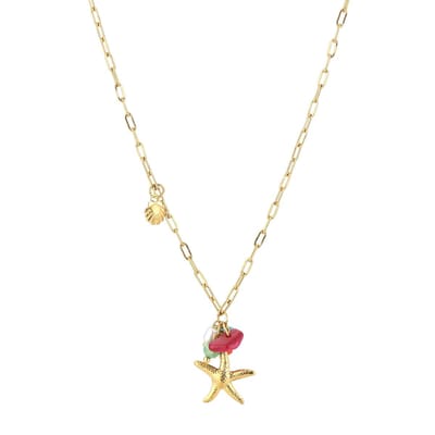 Ketting Beach Vibes - Stainless Steel - Goudkleurig - Zeester bedel - Natuursteentjes - Verkleurt niet - Cadeau