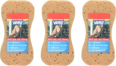 Vero® Man-Power | 3 x Jumbo Klusspons XL | 22 cm x 11,5 cm | schoonmaakspons - auto spons | Extra groot