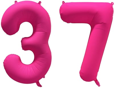 Folieballon 37 jaar - Neon Roze - 86 cm