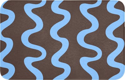WC mat 80x50 cm - Antislip - Kronkelende lijnen - Blauw - Bruin - Minimalistisch - Toiletmat - Vloermat - Douchemat - Toilet tapijt - Toiletmatten
