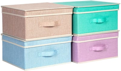 Unyqoos ® Opvouwbare Regenboog Opbergdozen met Deksel en Handvat voor Thuisorganisatie