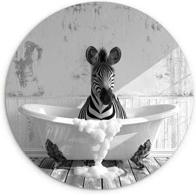 WallCircle® Wandcirkel 120x120 cm - Muurcirkel Zebra - Wilde dieren - Vintage - Badkamer - Muurdecoratie woonkamer - Wanddecoratie slaapkamer - Kamer decoratie accessoires - Ronde schilderijen - Woonaccessoires binnen cirkel