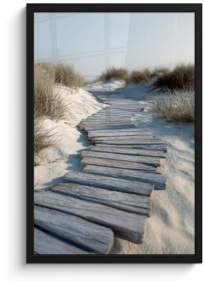 Poster in lijst - Fotolijst 40x60 cm - Posters - Pad - Planken - Duinen - Gras - Posterlijst zwart - Decoratie - Wanddecoratie woonkamer - Muurdecoratie slaapkamer