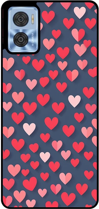 Smartphonica Telefoonhoesje Geschikt voor Motorola Moto E22 / E22i met Roze en Rode Hartjes Opdruk - TPU Backcover Case With Rosé and Red Heart Design geschikt voor Motorola Moto E22;Motorola Moto E22i