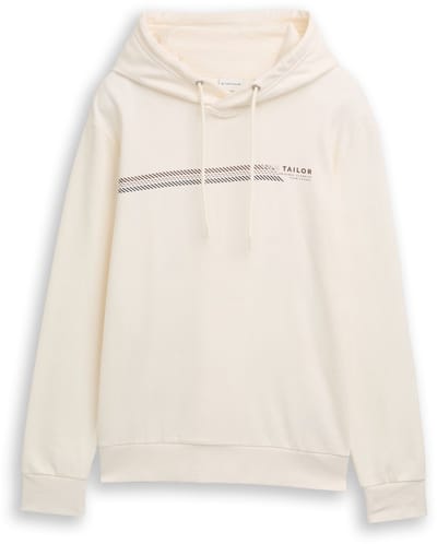 Tom Tailor - Hoodie-sweatshirt met logoprint - Maat XL - Wool White