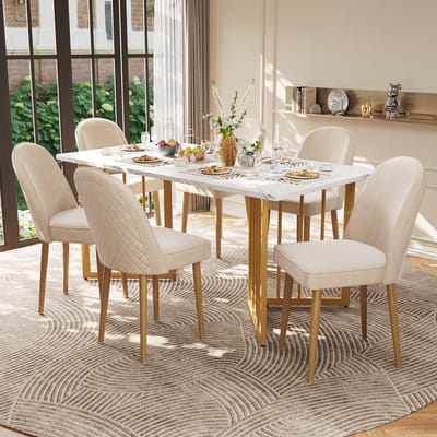 MIVRAY Eetkamerstoel 45,5 x 62 x 87,5 cm - Ergonomische Rugleuning en Antislip Poten - Voor Eetkamer - Fluweel Beige